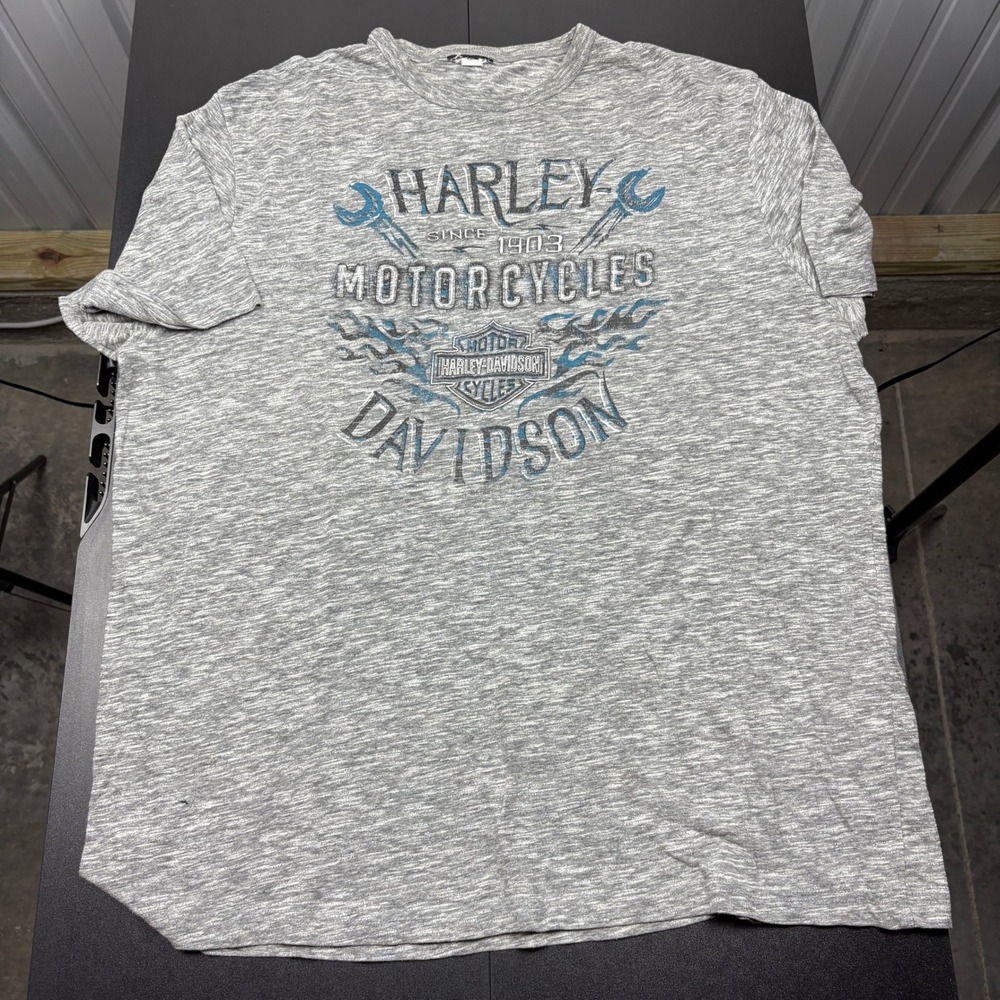 Harley-Davidson Gray Heather Short Sleeve Tee with Blue Accent Logo